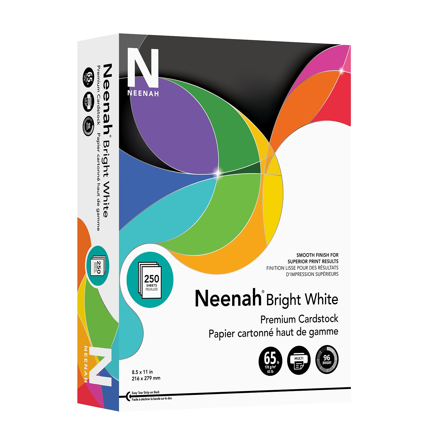 Neenah Paper 65 lb. Cardstock Paper, 8.5 x 11, Bright White, 250 Sheets/Pack (91904/92904)