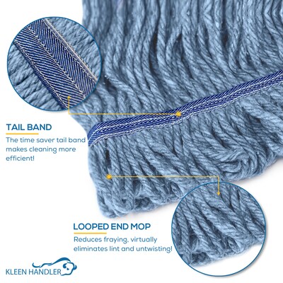 BISON LIFE Kleen Handler Blend Heavy Duty Wet Mop Head, Blue, 24/Pack (BP-KH-GCM-24)