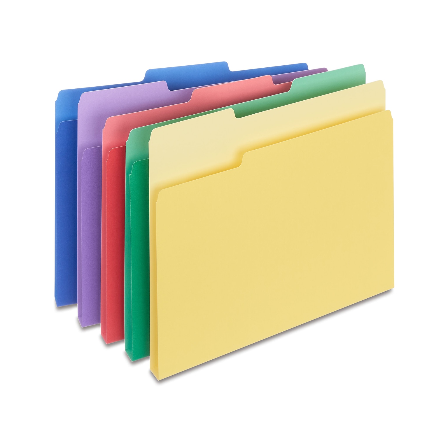 Quill Brand® Heavy-Duty File Folders, Assorted Tabs, 1/3-Cut, Letter Size, Assorted Colors, 50/Box (75000AD)