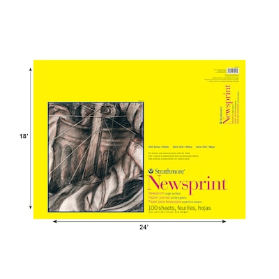 Strathmore 300 Series 18 x 24 Tape Bound Newsprint Sketch Pad, 100 Sheets/Pad (STTP3079181)
