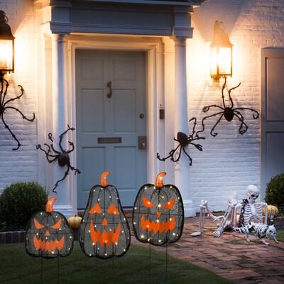 National Tree Company 35 Pre-Lit Black Jack-O-Lantern Garden Stakes (MZ17-6705A)
