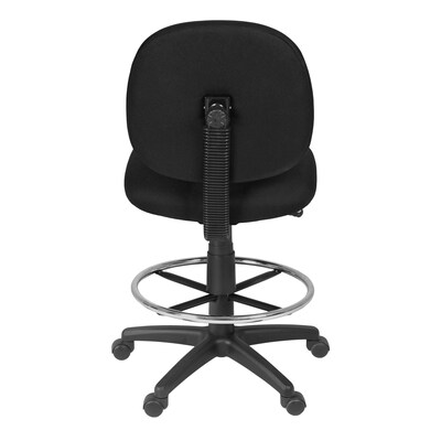 Regency Comfort Series Armless Fabric Drafting Chair with Footrest and Lumbar Support, Black (105-DK-BK)