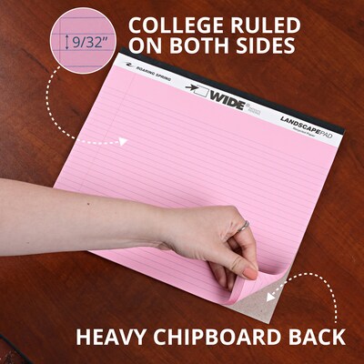 Roaring Spring WIDE Landscape Notepad, College Ruled, 11" x 9.5", Assorted Colors, 40 Sheets, 3/Pack (74535)