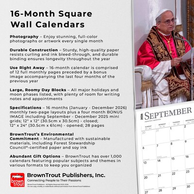 2026 BrownTrout Pope Leo XIV 12" x 12" Monthly Wall Calendar (9798330714032)