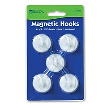 Learning Resources Magnetic Hooks, Strong Magnetic Hooks, White, Set of 5 (LER2698)