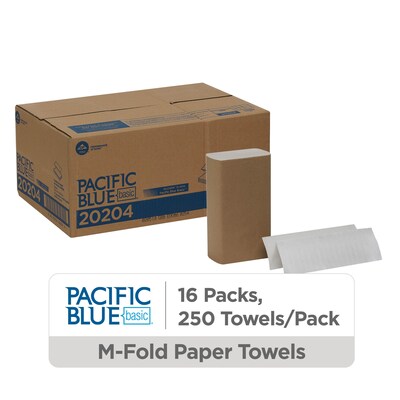 Pacific Blue Basic Multifold Paper Towels, 1-ply, 250 Sheets/Pack, 16 Packs/Carton (20204)