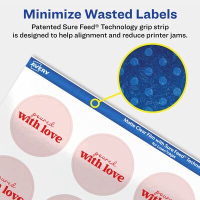 Avery Laser/Inkjet Circle Multipurpose Labels, 1-5/8" Dia., Clear, 200/Pack (94507)