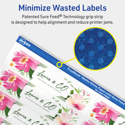 Avery TrueBlock Laser/Inkjet Multipurpose Labels, 1" x 4", White, 20 Labels/Sheet, 10 Sheets/Pack (94202-TWMP10)