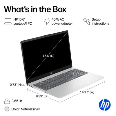 HP 15.6" FHD AI Laptop, Intel Core Ultra  5 225U, 8GB RAM, 512GB SSD, +9 Hours Battery, Windows 11 Home