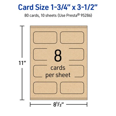 Avery Business Cards, 1-3/4" x 3-1/2", Matte Kraft Brown, 80/Pack (95286)