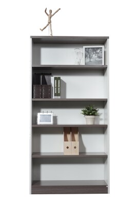 Boss Office Products Simple System 71 5-Shelf Bookcase with Adjustable Shelves, Driftwood/White (S507)