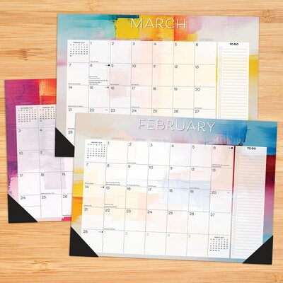 2027 Willow Creek Abstract Art 17 x 12 Monthly Desk Pad Calendar, Assorted Colors (66416)
