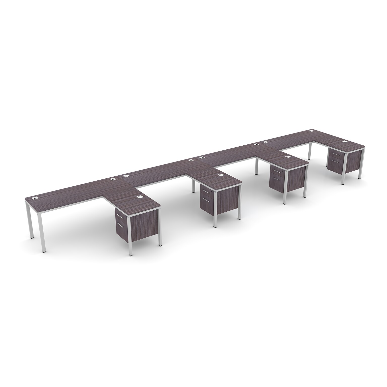 Boss Simple System 60W L-Shaped Desk, Driftwood, 4/Set (SGSD012-201)