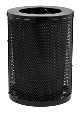 Alpine Industries 4460 Steel Mesh Outdoor Trash Can with Flat Lid, 36 Gallon, Black (ALP4460-01-A)