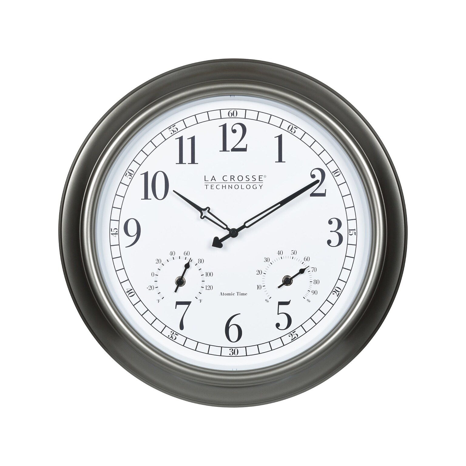 La Crosse Technology Atomic Analog Clock with Temperature and Humidity, 18Dia. (404-00237)