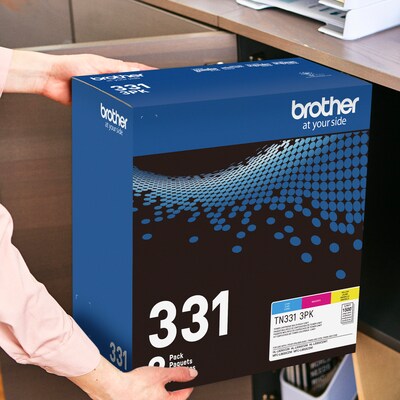 Brother TN-331 Cyan/Magenta/Yellow Standard Yield Toner Cartridge, 3/Pack   (TN3313PK)