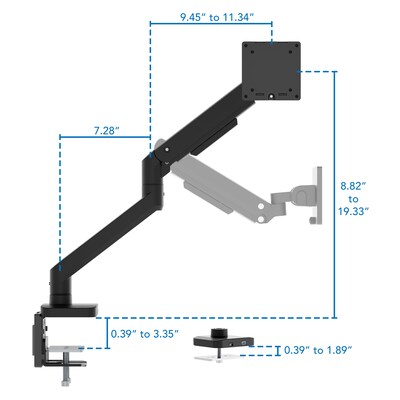Mount-It! ProFlex Adjustable Heavy-Duty Single Monitor Mount with Gas Spring Arm, Fits 17"– 49" Ultrawide Monitors, Matte Black