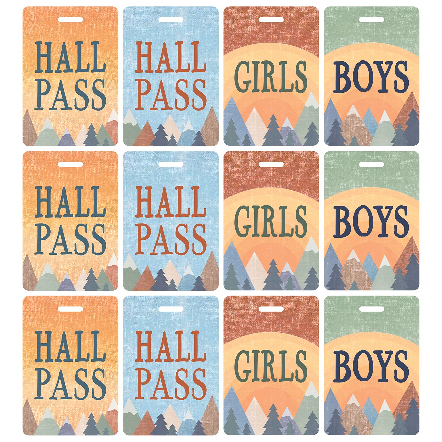 Teacher Created Resources Moving Mountains Hall Pass with Lanyard, 4/Pack, 3 Packs (TCR20321-3)