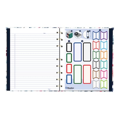 Blueline NotePro Fashion Hard Cover Index Notebook, 7.25" x 9.25", College Ruled, 96 Sheets, Tranquil Blooms (A9C.01)