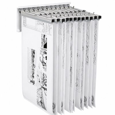 AdirOffice Steel Blueprint Hanging Wall File Rack, White (617-WHI)