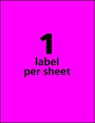 Avery Laser Shipping Labels, 8-1/2" x 11", Assorted Neon Colors, 1 Label/Sheet, 15 Sheets/Pack (5975)