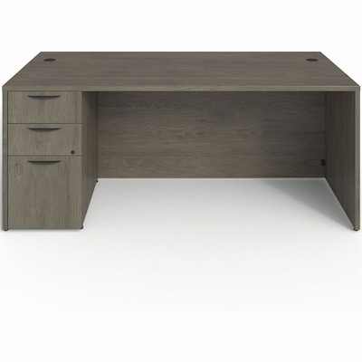 Lorell Prominence 2.0 72 W Left-Pedestal Desk, Gray Elm Surface (LLRPD3672LSPGE)