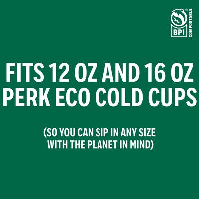 Perk™ Eco Compostable Straw Slot Plastic Lid, 12/16 Oz., Clear, 500/Pack (PK56198)