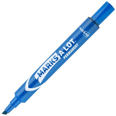 Avery Marks-A-Lot Desk-Style Permanent Markers, Chisel Point, Blue, 12/Pack (08886/98410)