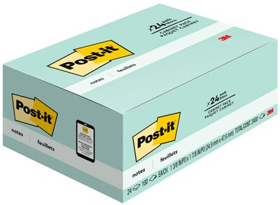 Post-it Notes, 1 3/8" x 1 7/8", Beachside Café Collection, 100 Sheets/Pad, 24 Pads/Pack (653-24APVAD)