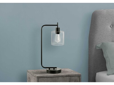 Monarch Specialties Inc. Incandescent Table Lamp, Matte Black/Clear (I 9637)