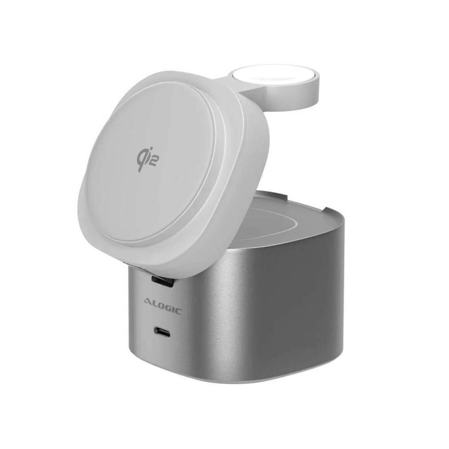 ALOGIC PowerPod Magnetic Wireless Charging Stand, 30W, White/Gray (AL41WCPO-WH)
