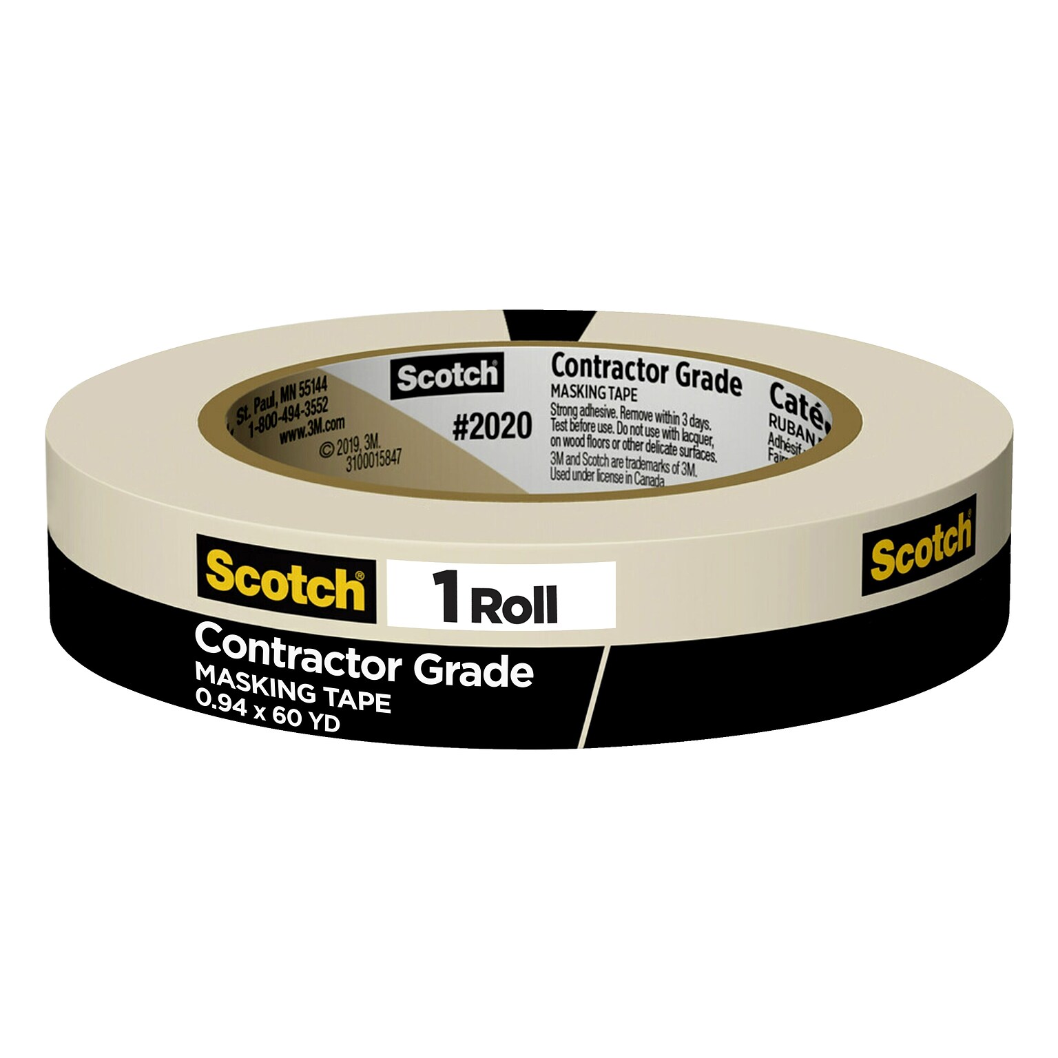 Scotch Masking Tape, 0.94 x 60 yds., Beige (2020-1A-BK)