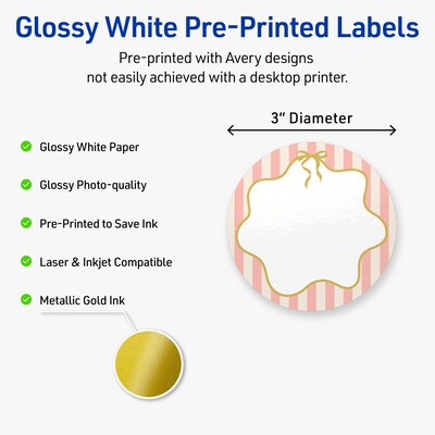 Avery Round Laser/Inkjet Multipurpose Labels, 3, White, 60/Pack (19479371131)