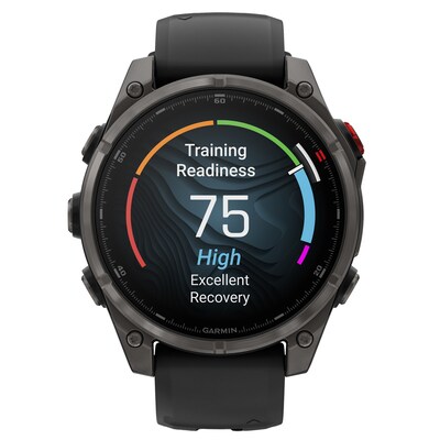 Garmin Fenix 8 Pro Multisport Smart Watch, GPS, 47mm, Titanium Case, Carbon Gray DLC/Pebble Gray, Silicone Band (GRM0319800)