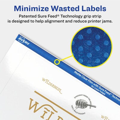 Avery Laser/Inkjet Rectangle Multipurpose Labels, 5" x 7", Clear, 100/Box (94258)