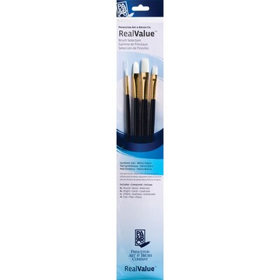 Princeton RealValue Long Handle Mixed Media Synthetic Taklon Variety Brush Set, 4/Set, 2 Sets/Bundle (PBXPR9130-2)