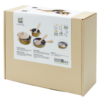 PlanToys Cooking Utensils Set, Natural (PTS3413)