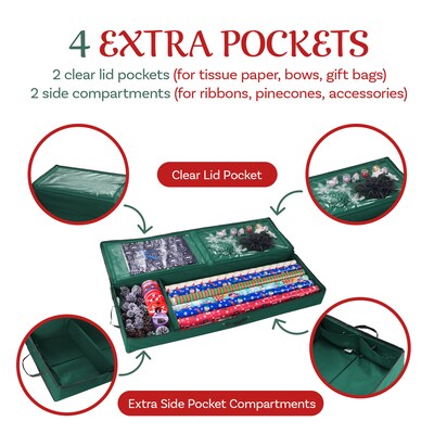 Elf Stor Wrapping Paper Storage with Lid, Oxford Canvas, Green (83-DT5528)
