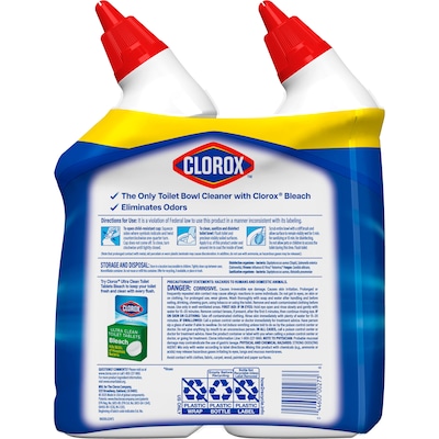 Clorox Disinfecting Toilet Bowl Cleaner with Bleach, Rain Clean Scent, 24 Oz., 2/Pack (30924)