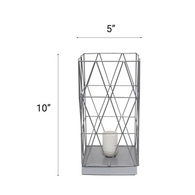 Creekwood Home Geometric Metal Cage 10" LED Table Lamp, Gray (CWT-1003-GY)