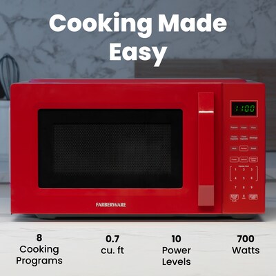 Farberware 0.7 cu. ft. Countertop Microwave, Red (FMO07WEIRD)