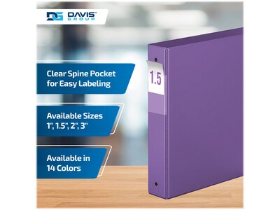 Davis Group Premium Economy 1 1/2" 3-Ring Non-View Binders, Purple, 6/Pack (2312-69-06)