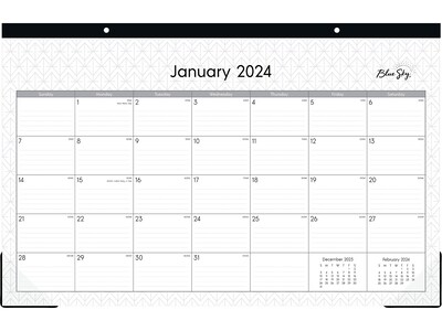 2024 Blue Sky Enterprise 17 x 11 Monthly Desk Pad Calendar, White/Gray (111293-24)