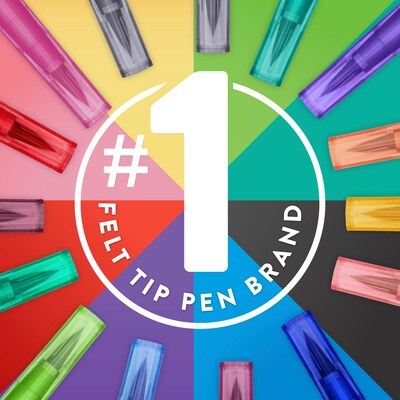 Paper Mate Flair! DUAL Calligraphy Pens, Brush/Medium Tips, Assorted Colors, 16/Pack (2181607)