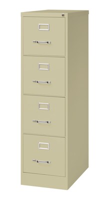 Hirsh Commercial 4-Drawer Vertical File Cabinet, Letter Size, Lockable, 52"H x 15"W x 25"D, Putty (14115)