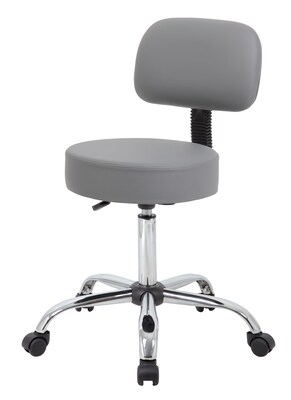 Boss Caressoft Armless Medical Stool with Backrest, Gray (B245-GY)