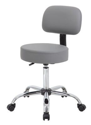 Boss Caressoft Armless Medical Stool w/Back Cushion, Gray (B245-GY)