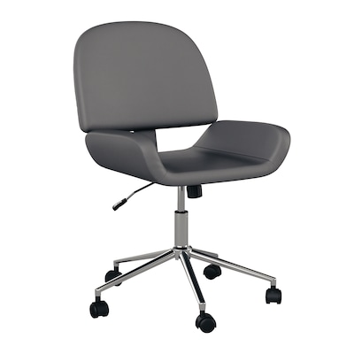 Martha Stewart Tyla Armless Faux Leather Swivel Executive Chair, Gray/Polished Nickel (CH2209215GY)