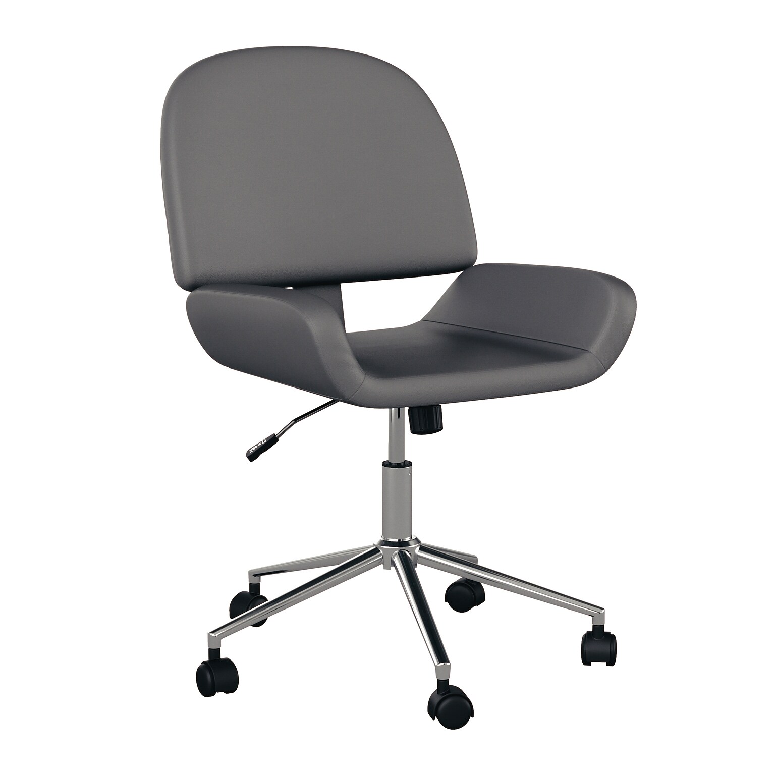 Martha Stewart Tyla Armless Faux Leather Swivel Executive Chair, Gray/Polished Nickel (CH2209215GY)