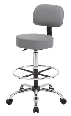 Boss Office Products Caressoft Medical/Drafting Stool w/ Back Cushion (B16245GY)